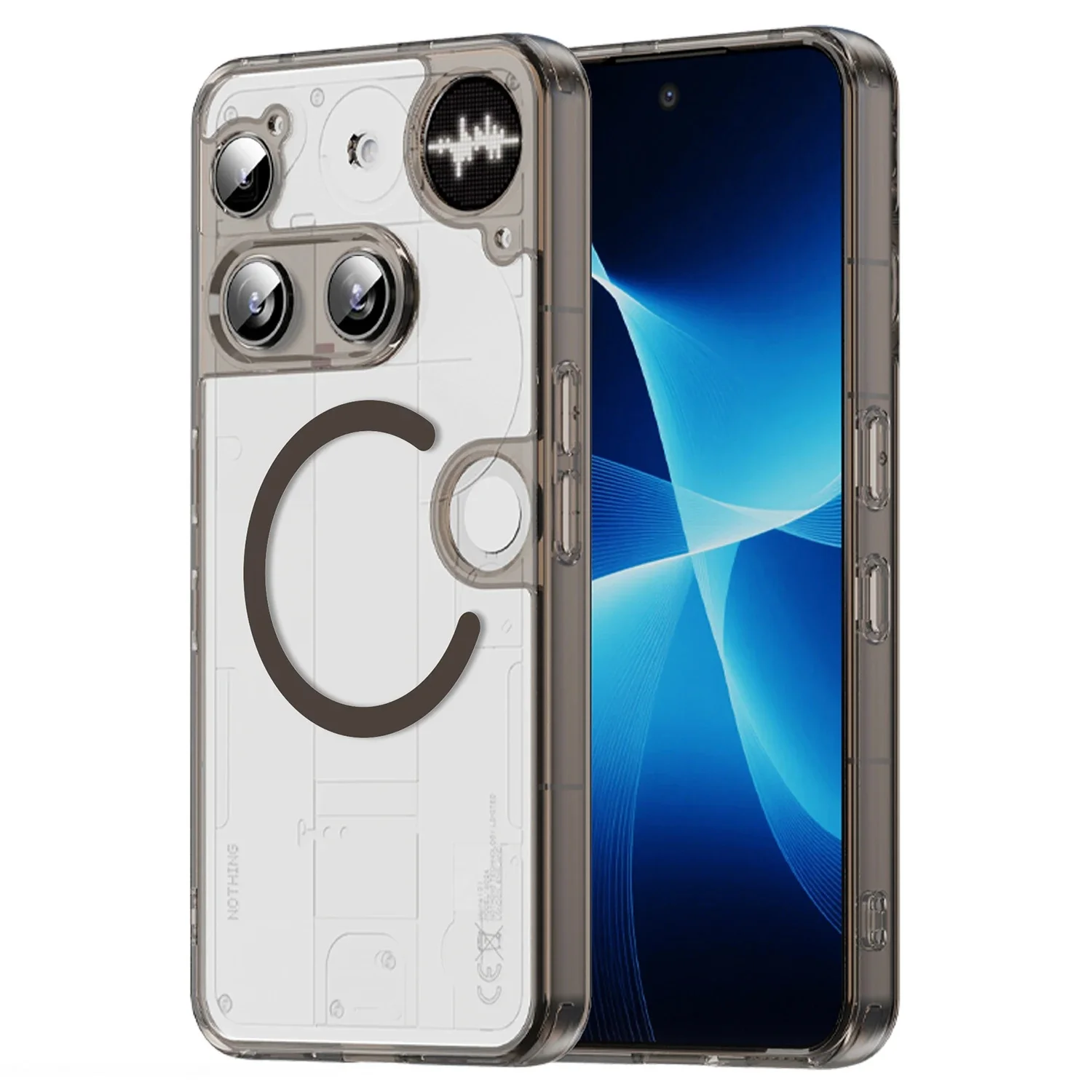 Magnetic Transparent Shockproof Protective Case with Soft TPU Frame