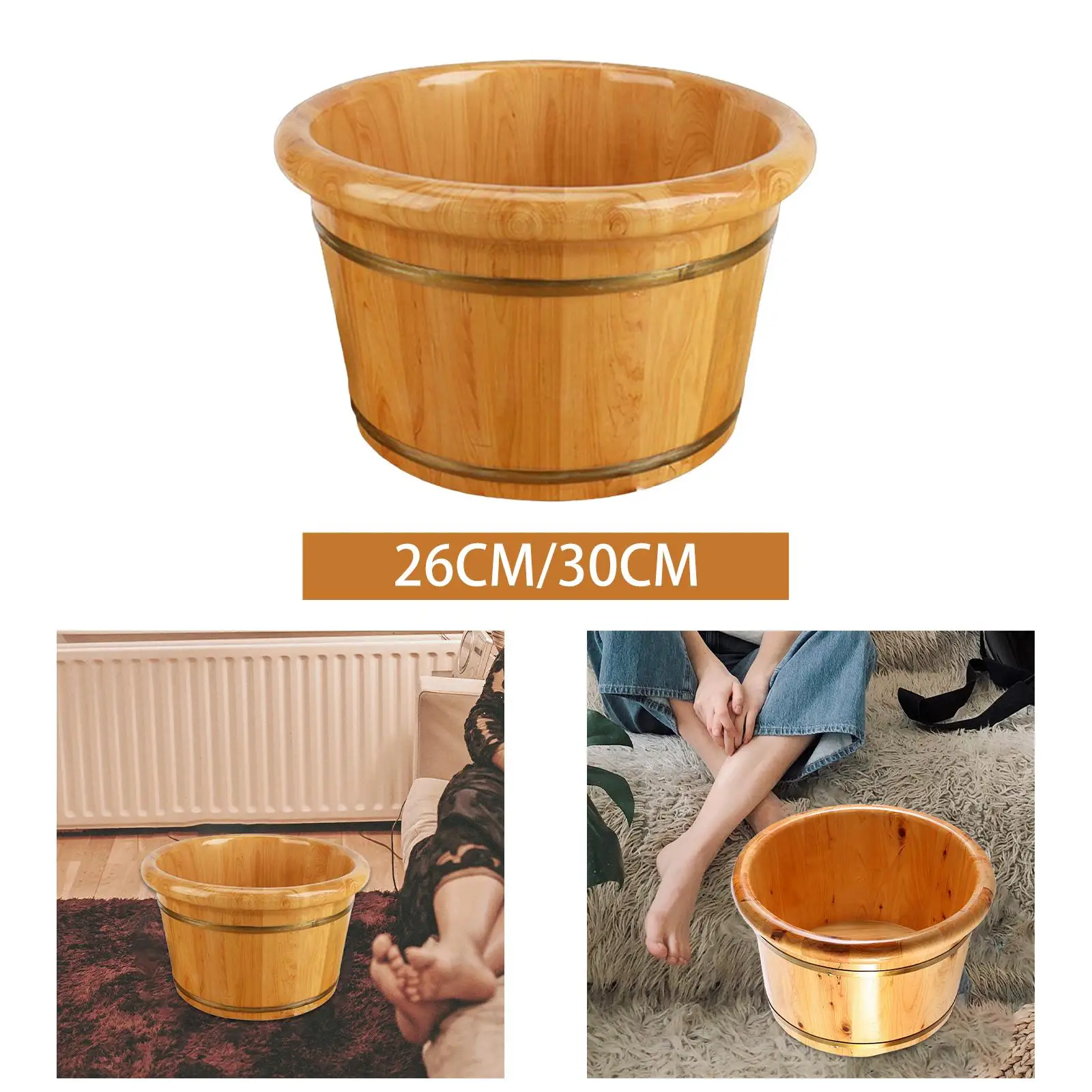 Foot Bath Barrel Wooden Foot Basin Sauna Foot Tub Thick Barrel Foot Baths Wood Foot Tub for Women Men Soaking Feet Home Bathroom