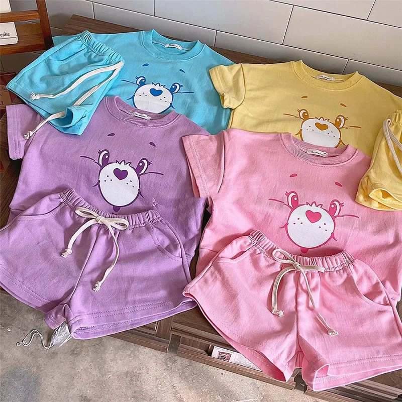 baby dress and set Baby newborn infant children leisure suit children summer suit boys and girls comfortable cartoon short sleeved shorts suit baby clothes set gift