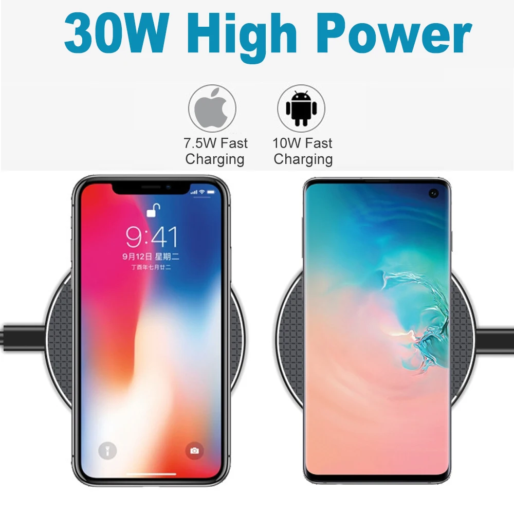 TORAS 30W Wireless Charger for iPhone 11 Xs Max X XR 8 Plus 30W Fast Charging Pad Ulefone Doogee Samsung Note 9 Note 8 S10 Plus