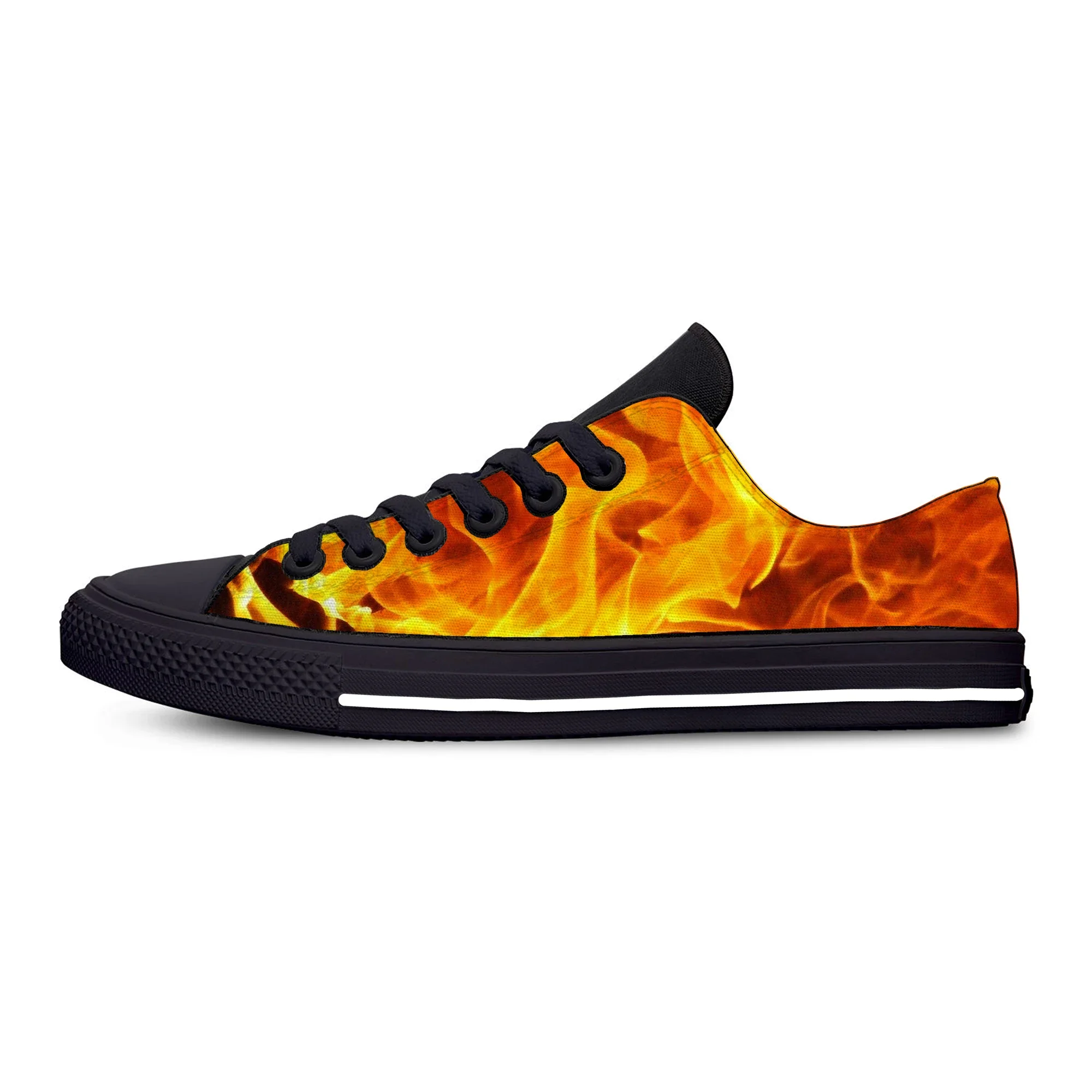 Hot Cool Summer Anime Cartoon Flaming Flame Fire Fashion Funny Casual Cloth Shoes Low Top Men Women Sneakers Classic Board Shoes