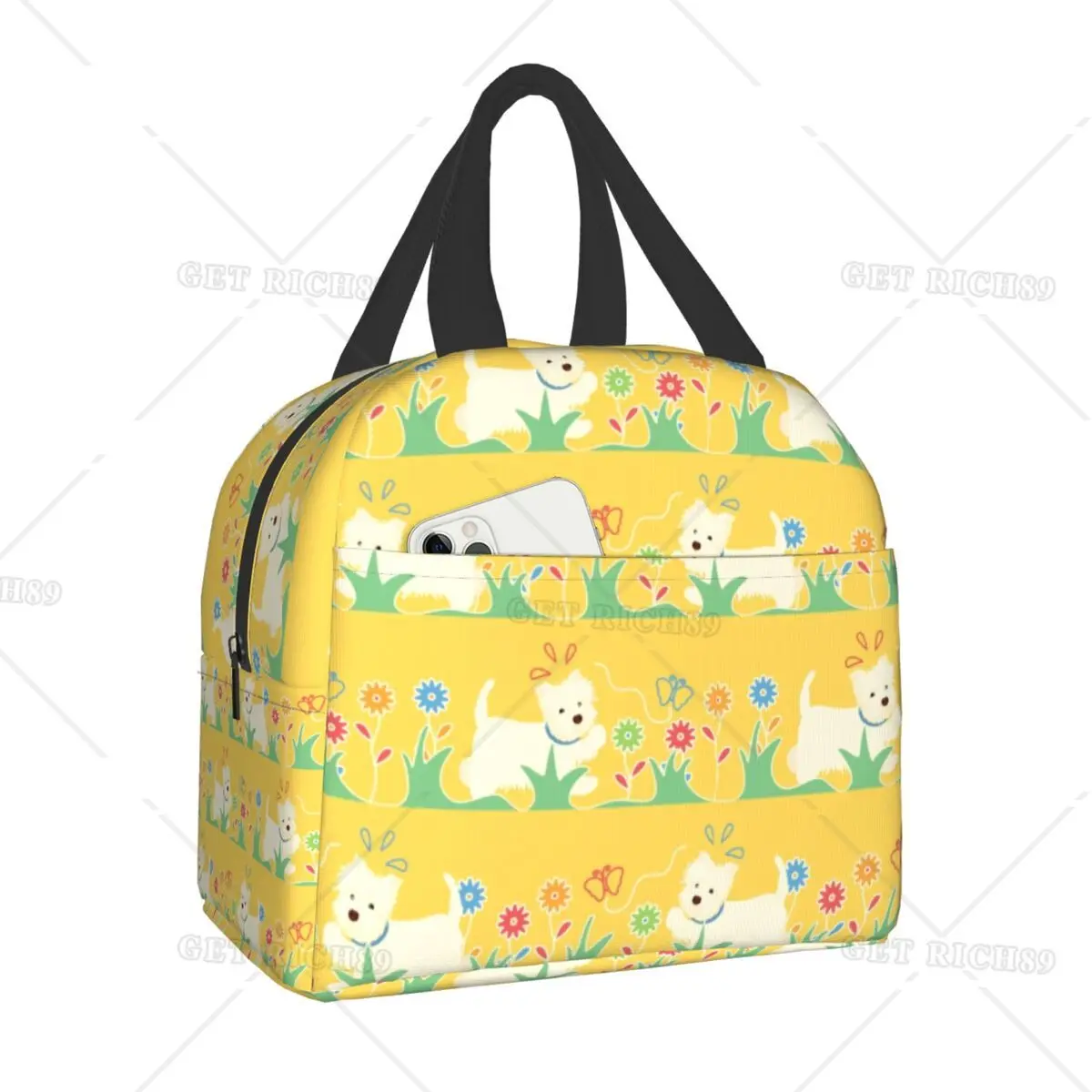 

West Highland Terrier Insulated Lunch Bags for School Office Westie Dog Portable Cooler Thermal Bento Box Women Kids Picnic Bag