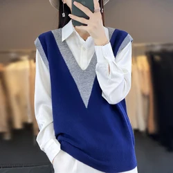 2023 Cashmere Vest Women's Sweater Vest Autumn/Winter Korean Edition Loose Sweater Tank Top Sleeveless Sweater