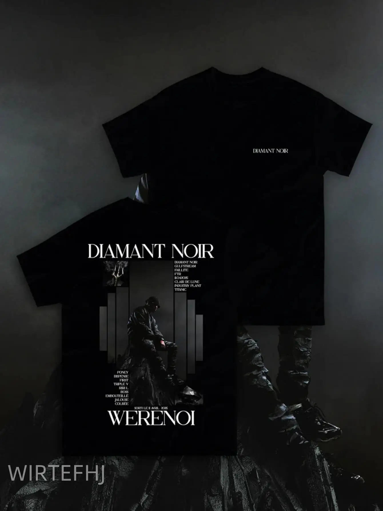 חולצת כותנה 100% כבדה לגברים של Werenoi - חולצת גרפיקה דו צדדית עם יהלומים, חולצת רחוב רגילה ונושמת