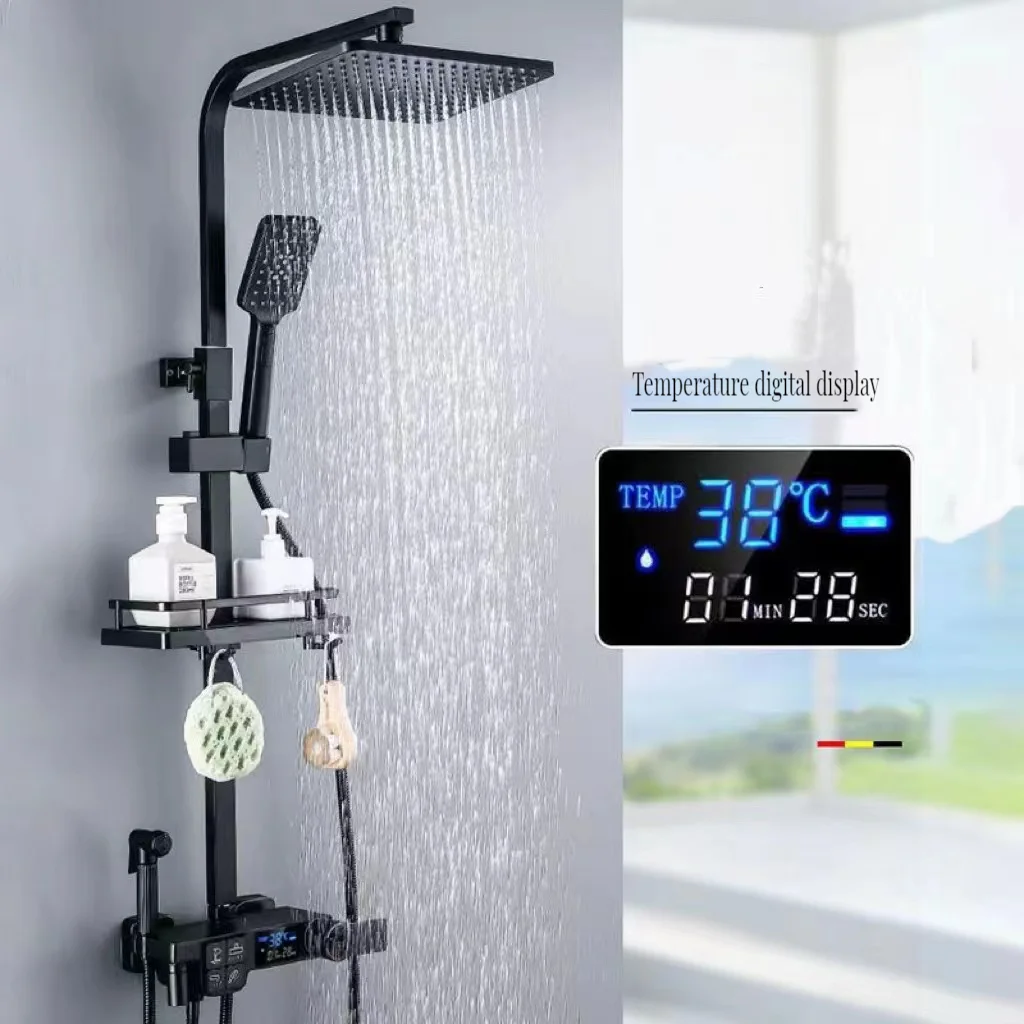 

Thermostatic Display Full Copper Pressurized Shower Shower Set Bathroom Home Water Faucet Multi-Function Shower Equipment