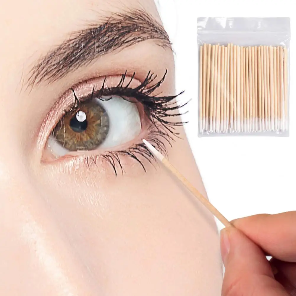 

2 Bags 200Pcs Pointed Cotton Swab Easy to Use One-time Sharp Mouth Makeup Tools Tattoo Eyelash Extension Cotton Swab for Eyebrow