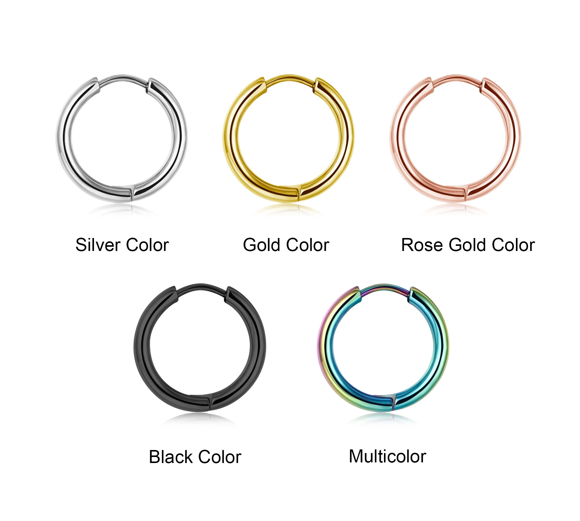 Sleek Stainless Steel Small Hoop Earrings 8-20mm