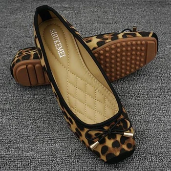 Spring Summer Shoes Women Ballet Flats Sweet Flat Bowknot Laides Brand Shoes Plus Size 42 Leopard D295 1