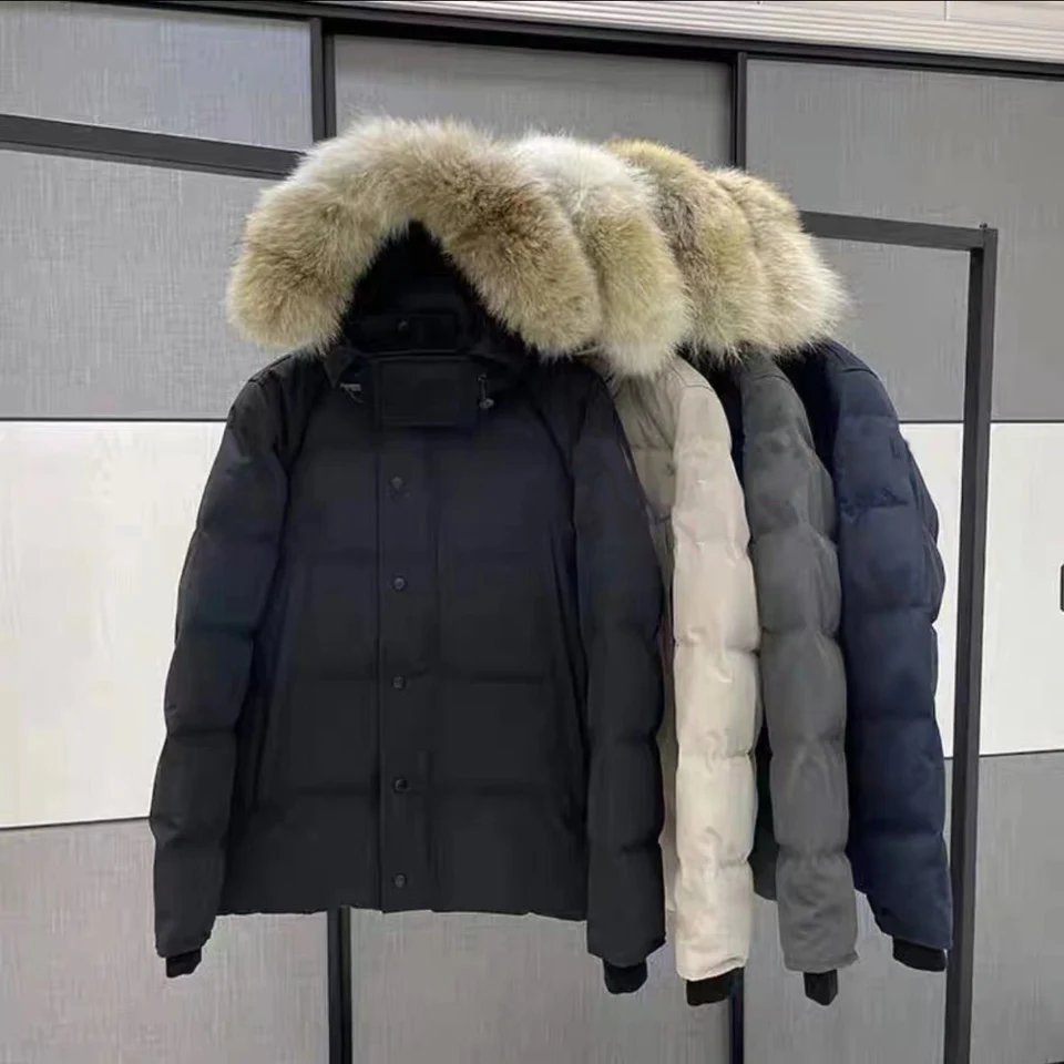 Designer Puffer Jacket with Wolf Skin Collar