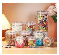 Sealed Plastic Jars With Clip Lids Wishing Bottles Snack Jars Message Storage Jars Candy Jars, Stainless Steel Snap Seal Jars 1