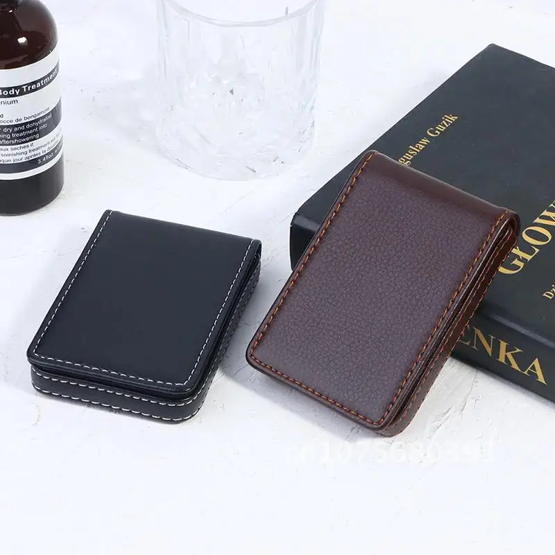 가죽 비즈니스 카드홀더 정리함 데스크톱 스토리지 RFID 마그네틱 도난 방지..