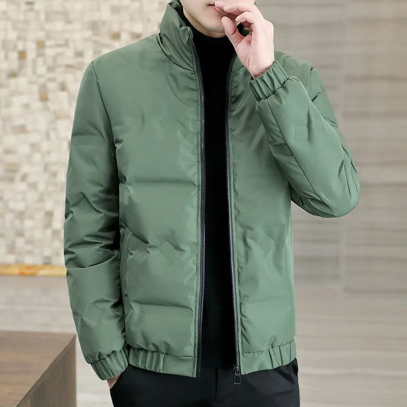 Winter New Male Lightweight Down Jacket Men Trendy Short Thicken Warm Large Size Outwear Stand Collar Casual Solid Color Outcoat