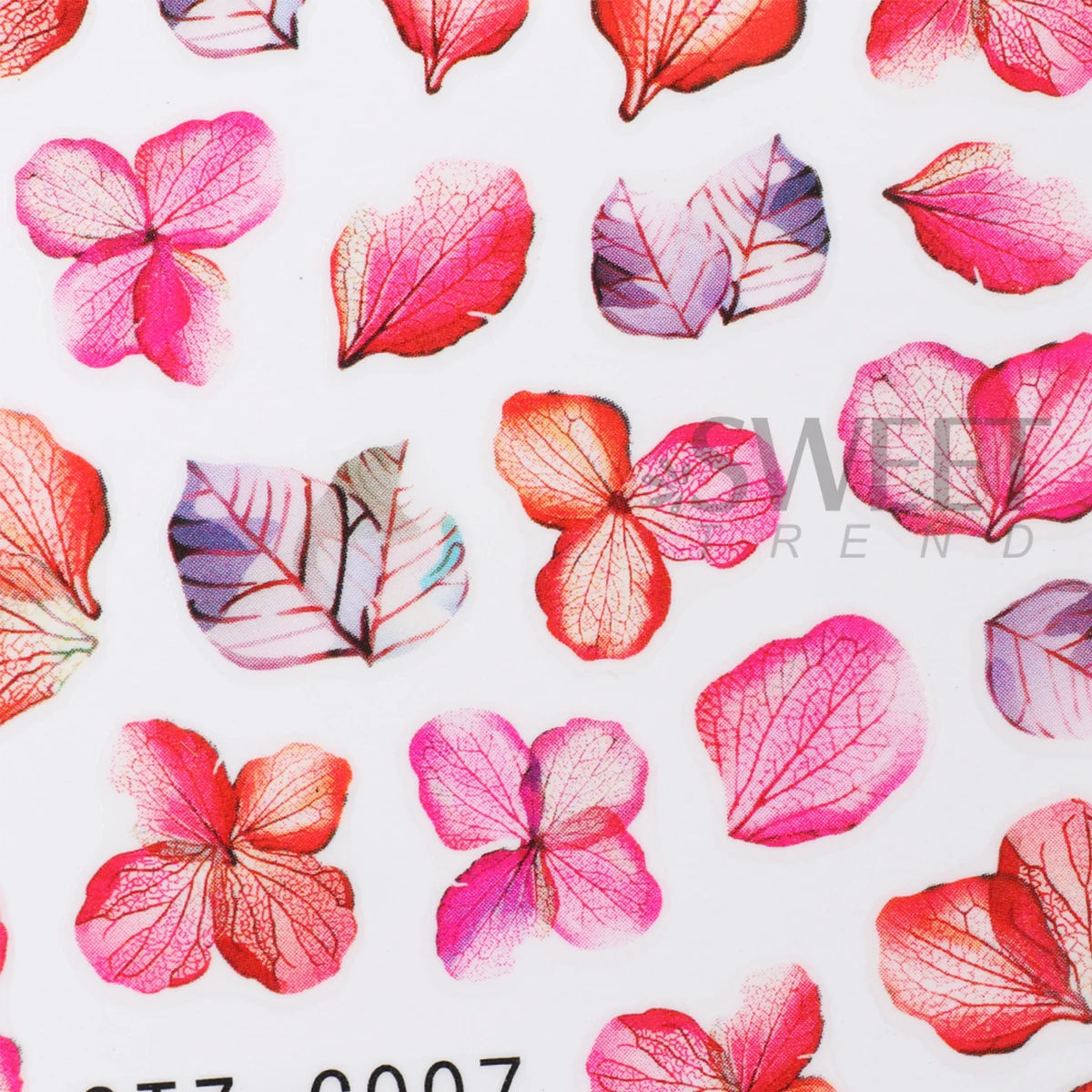 3pcs Gradient Flower Petal Nail Art Stickers Purple Pink Textured Floral Design Decals Japanese Charm Tattoo Nail Manicure Decor