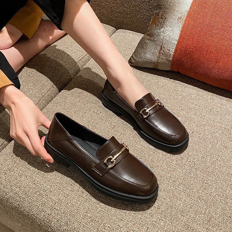 Spring/Autumn 2023 Women Shoes Fashion Loafers Round Toe Platform Shoes Solid Slip-on Plus Size 43 Luxury Brand Shoes Women