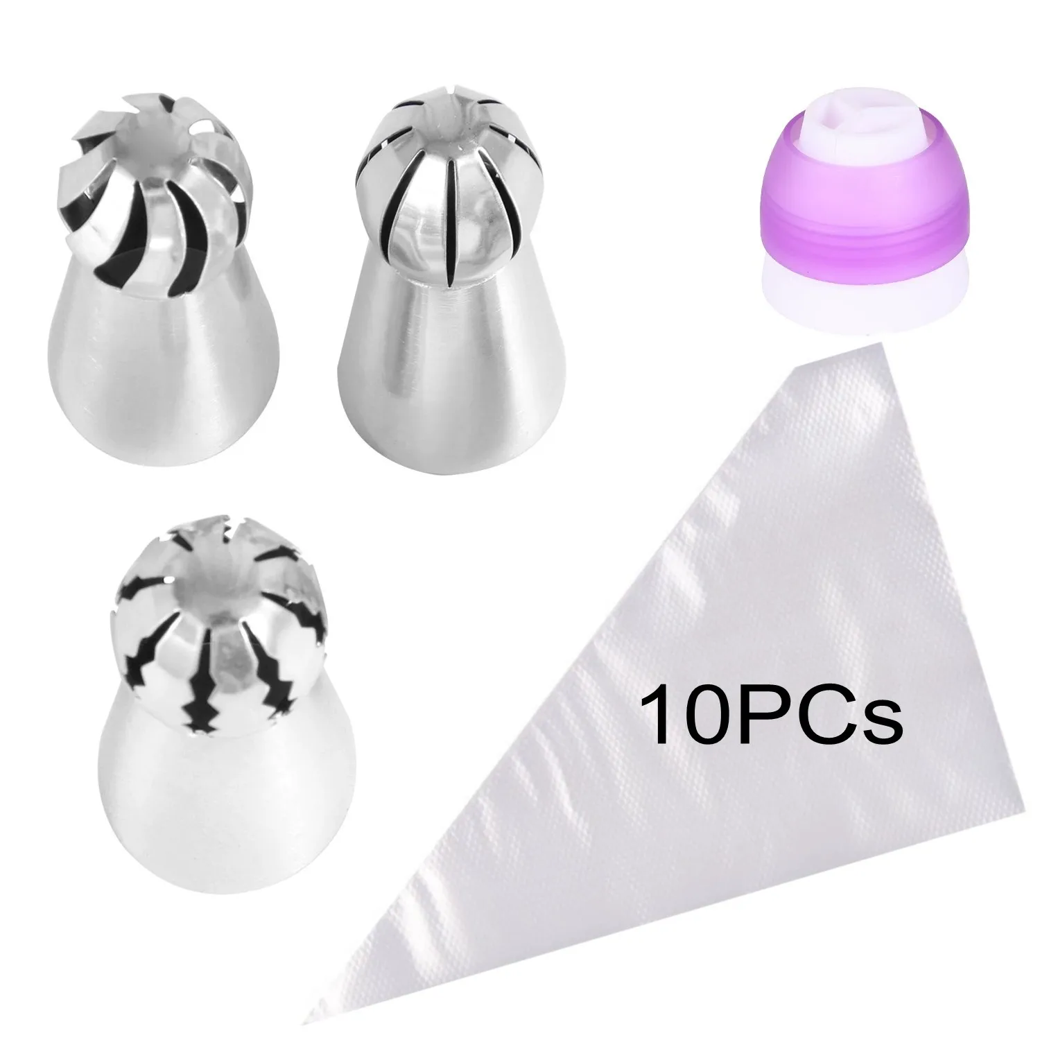 Deluxe Russian Piping Nozzle Set – 3-Piece Sphere Tips for Cake and Cupcake Decorating