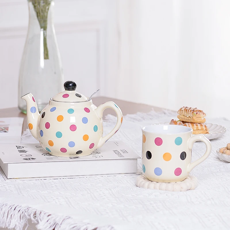 London Pottery Farmhouse Series 2 Cup Teapot Ivory Multi Spot British