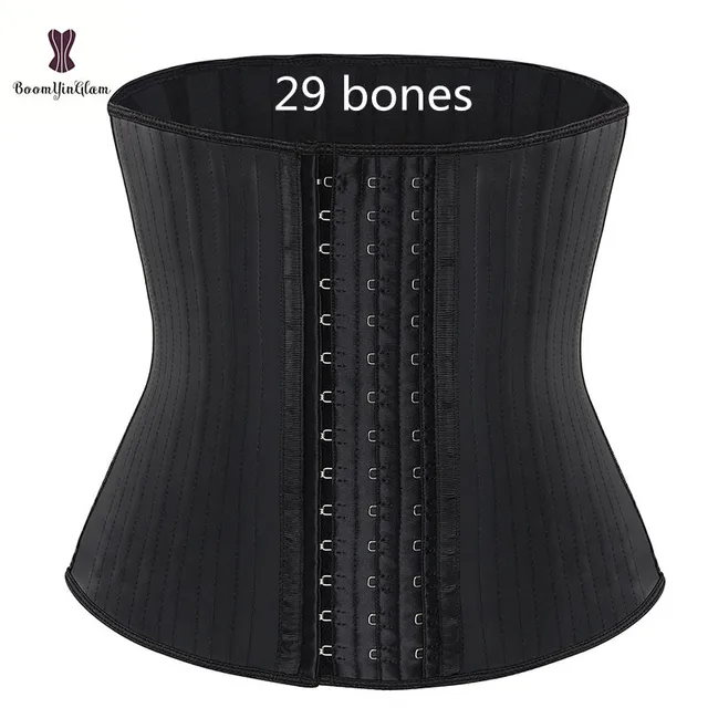Black Cream 3 Hook And Eye 25 Steel Booned Latex Waist Trainer Fajas Girdle Sashes Waistband Plus Size Underwear Corselet Women 674 black