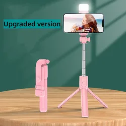 Enhanced Wireless Bluetooth Selfie Stick with LED Light and Remote Control (Pink SJ)