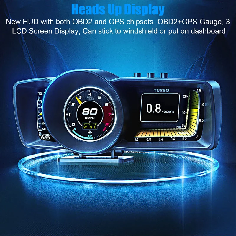 ڵ HUD ٱ ú  ÷, OBD + GPS Ʈ ӵ, ڵ  溸 ý, ͺ νƮ. A600