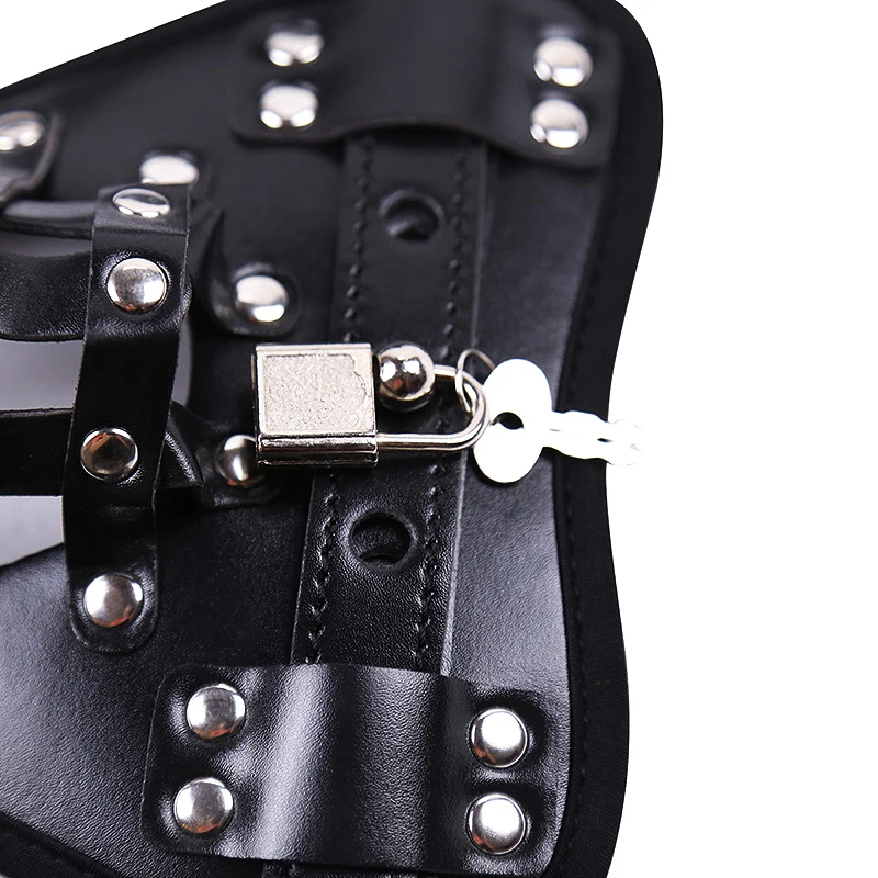 Mens Lingerie Sexy Underwear Fetish Crotchless Chastity Leather Panties Harness Briefs Hollow Out Jockstrap G-string With Lock
