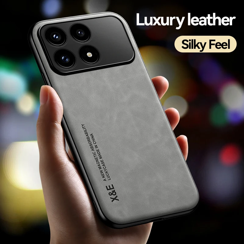 Luxury Leather Smartphone Case with Metal Plate Car Mount Feature