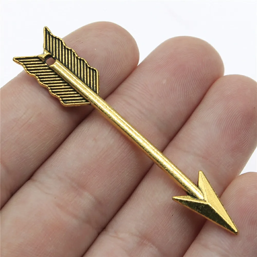 WYSIWYG 4pcs 63mm 4 색 골동품 골드 골동품 실버 색상 골동품 청동 큰 화살표 매력 펜던트 보석 만들기위한