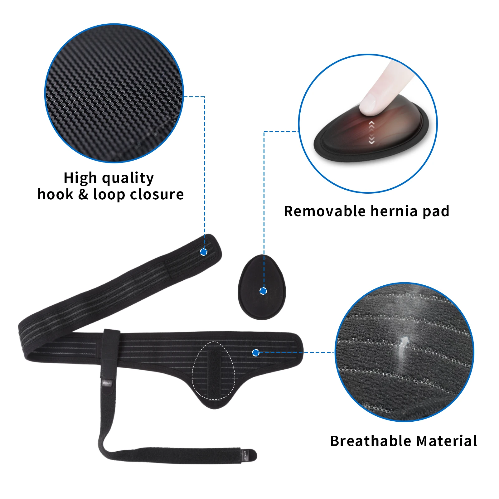 VELPEAU Hernia Belt Truss for Single Inguinal and Pain Relief Sport Hernia Support Adjustable Recovery Strap for Men and Women 2