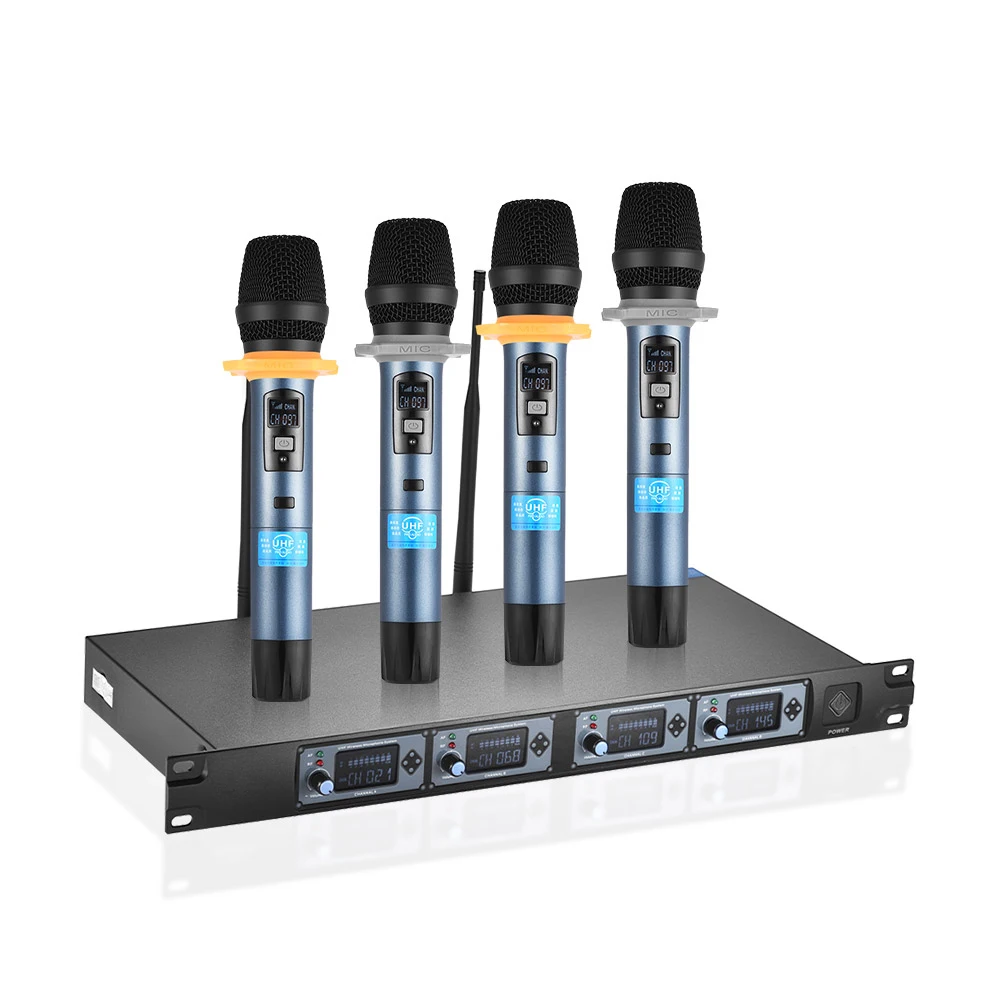 

Hot Selling Wireless Microphone 4 Microfono Inalambrico For Karaoke Church Speach