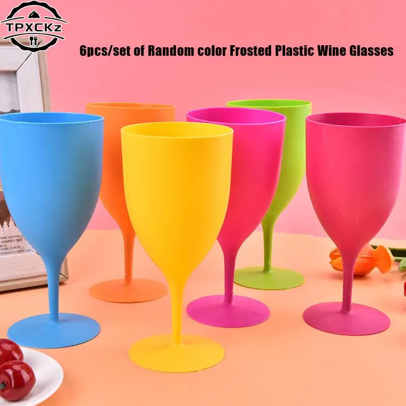 

6pc Cocktail Wine Party Goblet Trendy Frosted Plastic Cups 300ml Drinking Cups Summer Christmas Present Party Wedding Decoration