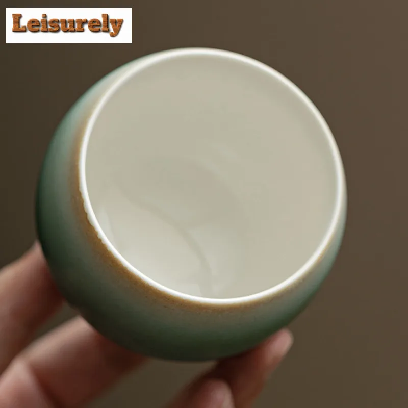 125ML Aurora Kiln Change Red Blue Glaze Teacup Creative Tea Bowl Coffee Mug Meditation Cup Jianzhan Master Cups Chinese Tea Set