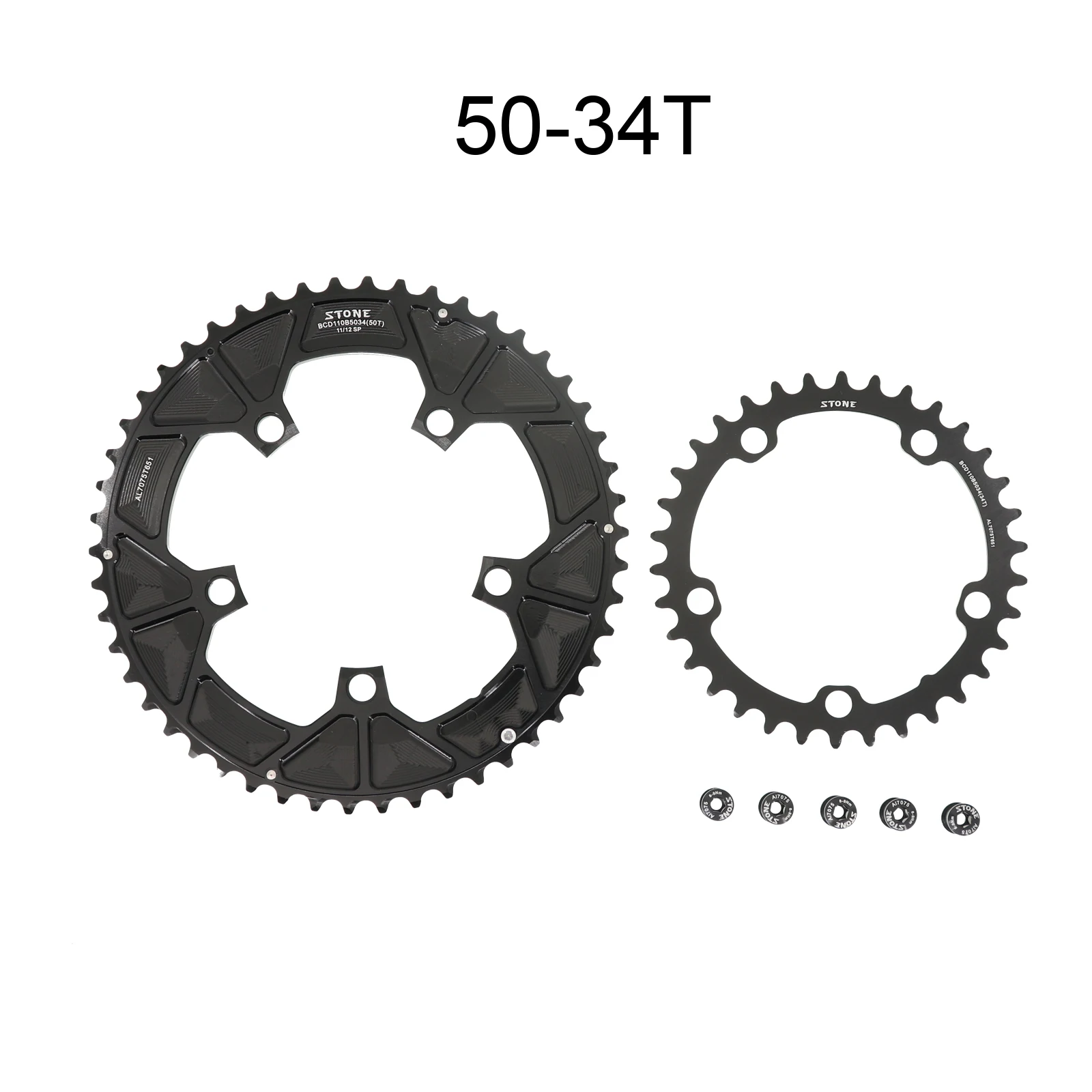 Stone 110bcd Double Chainring for Shimano 12S 5 Bolts Crank 12 Speed Road  Bike Round 46 32t 52 36T 53 39T 54 40T 50 34 48 33T 2x