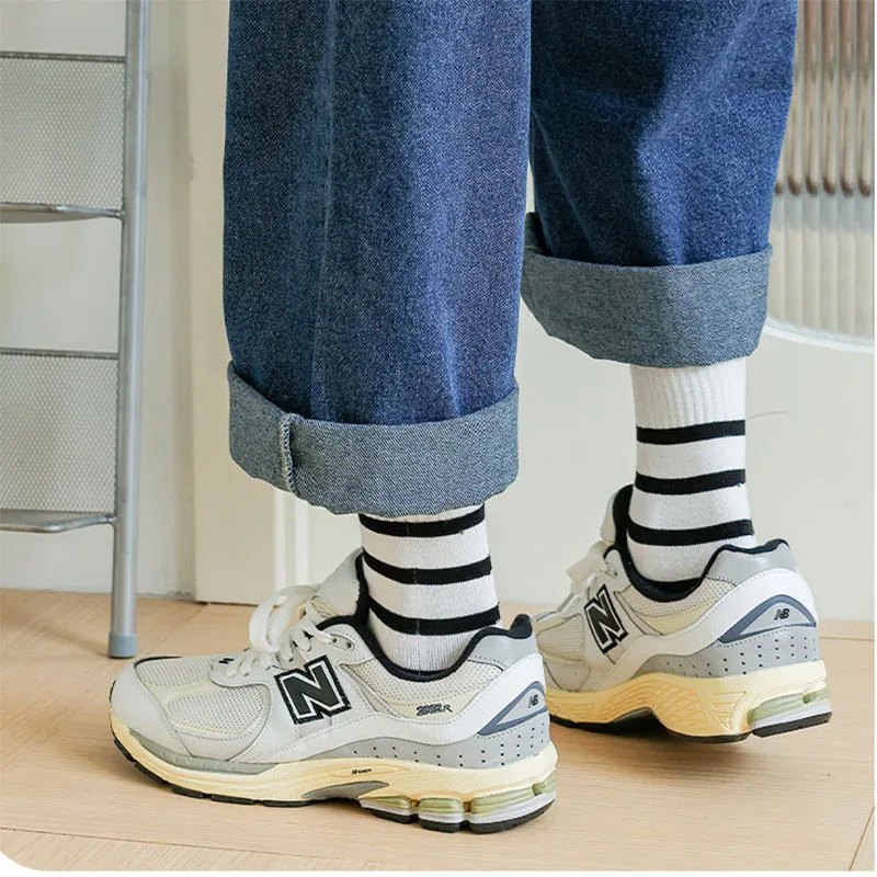 5 Pairs 5 Finger Socks Man Classic Black White Zebra Striped Cotton Toe Sock Breathable Casual Compression Sport Five Toed Sock