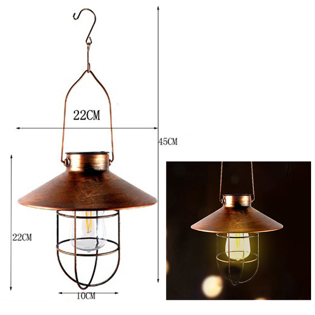 Solar Lantern Outdoor Hanging Solar Light Vintage Solar Lamp With Warm White Bulb For Garden Yard Patio Xmas Party Decor