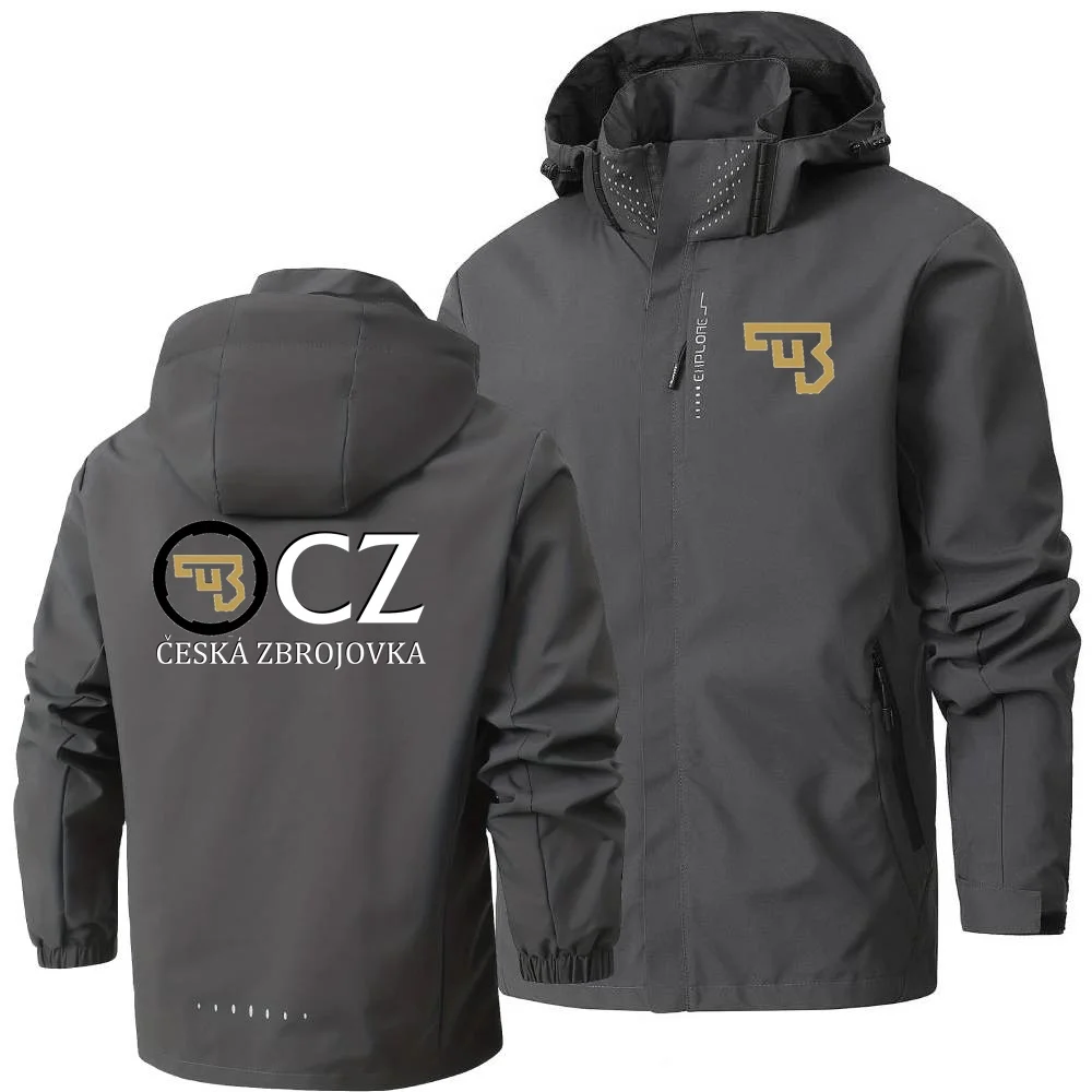 Classical Hooded Shell Windproof Waterproof Jacket Outdoor Camping Climbing Outerwear Ceske zbrojovky CZ Men's Windbreaker Coats 3