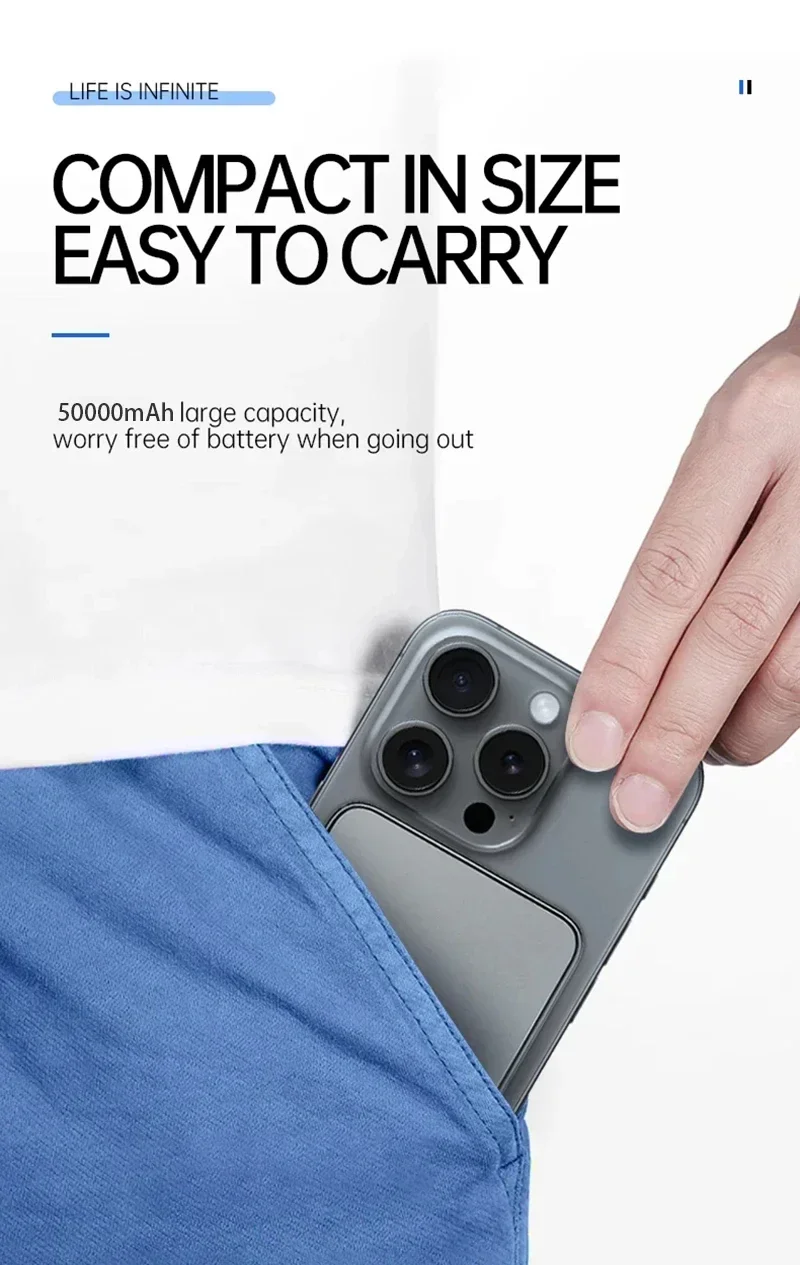 Magnetische powerbank 50000mah draadloze oplader voor telefoon_voghion.com
