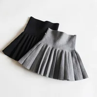 1 pièces filles jupes en tricot bébé automne hiver princesse jupes plissées enfants étudiant taille haute Mini Tutu jupes enfants robe unie 2