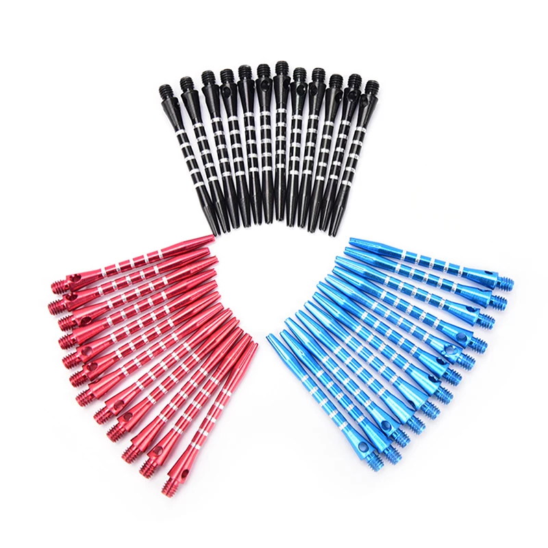 알루미늄 합금 다트 샤프트, 블랙 블루 레드 색상, 2BA 스레드, 53mm 샤프트, 12 개