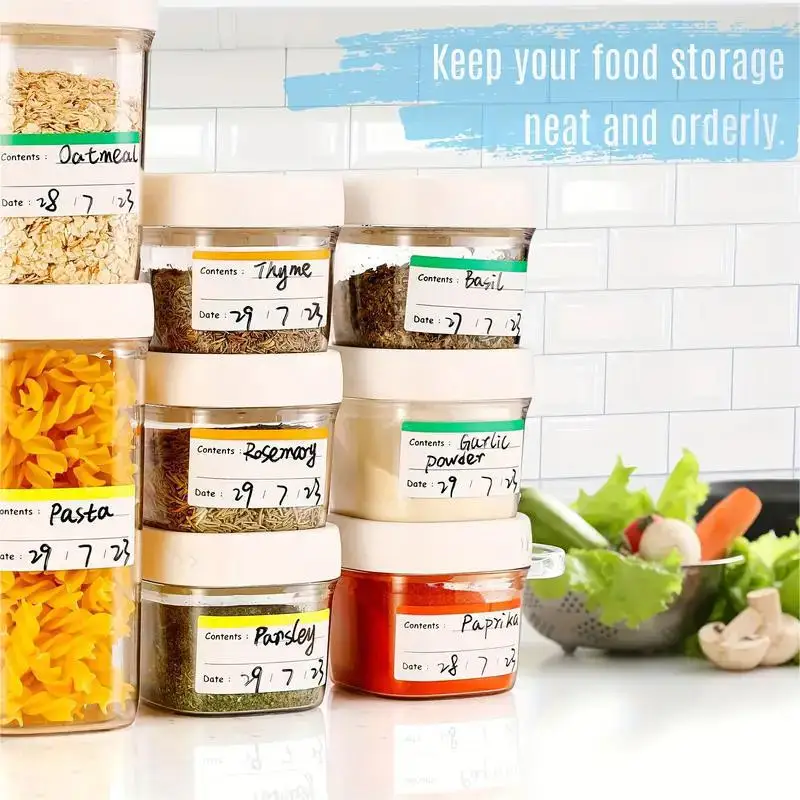 Label Stickers 100pcs Removable Freezer 1 x 2 Inch Food Storage Date Waterproof Oil Resistant Can Jar Paper