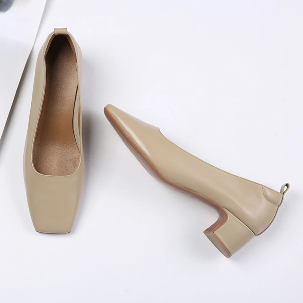 Genuine leather retro shallow mouthed soft sole comfortable single shoe for women