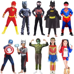 Halloween Superhero Costume kids Muscle Bodysuit Cosplay Costume for Holiday Birthday Gifts Children Bodysuit Shield Hammer