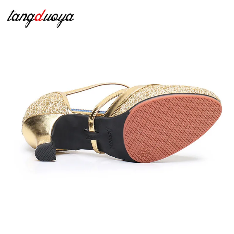 Zapatos De Baile Latino Dorados Para Mujer - Tacón Alto, Suela Antideslizante, Cómodos Para Salsa, Tango Y Fiestas