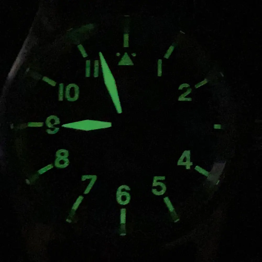 Luminous Black Beige Aviator Watch Dial with Modified Design, 29mm