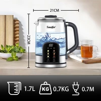 Bouilloire électrique en verre Sonifer 1,7 L, bouilloire à thé avec contrôle numérique de la température, chauffage à 6 étages, garde au chaud, ébullition rapide 2200 W 6