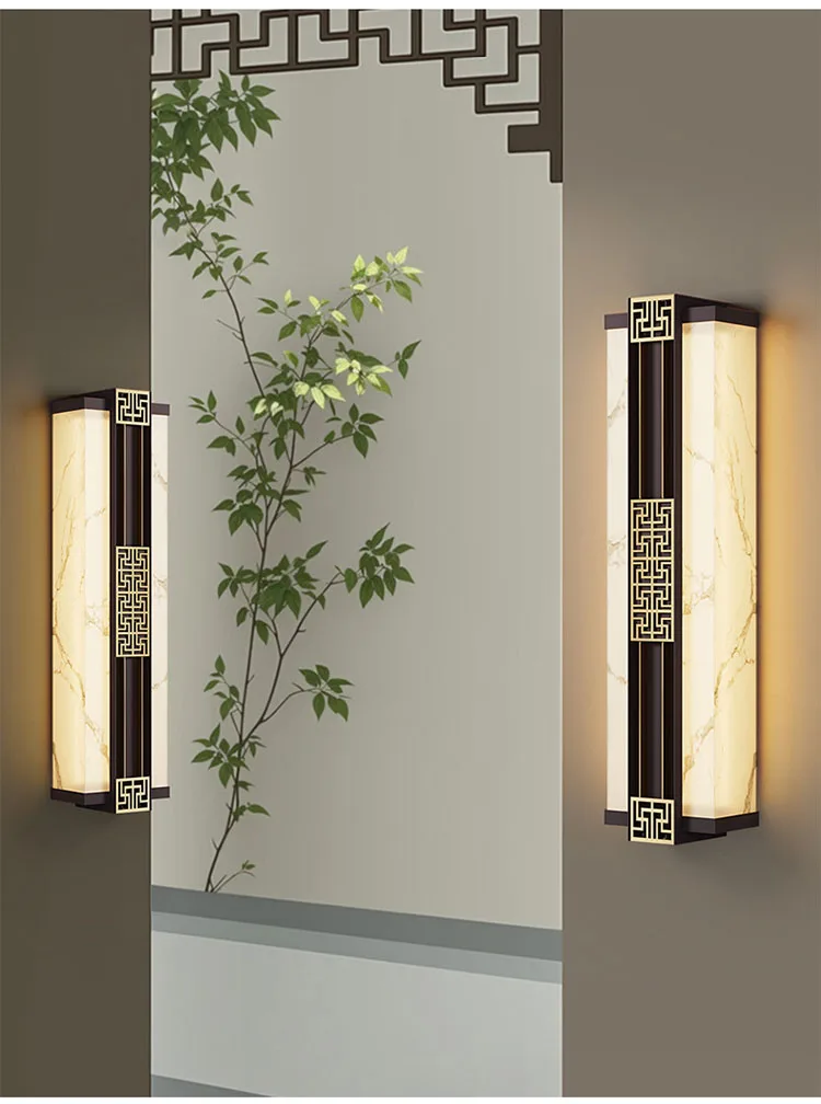 Description Picture 6 of itemLuxury Lmitated Marble LED Wall Lamp Chinese Style Waterproof IP65 110V 220V Porch Light For Outdoor Street Path Sconce Adorn