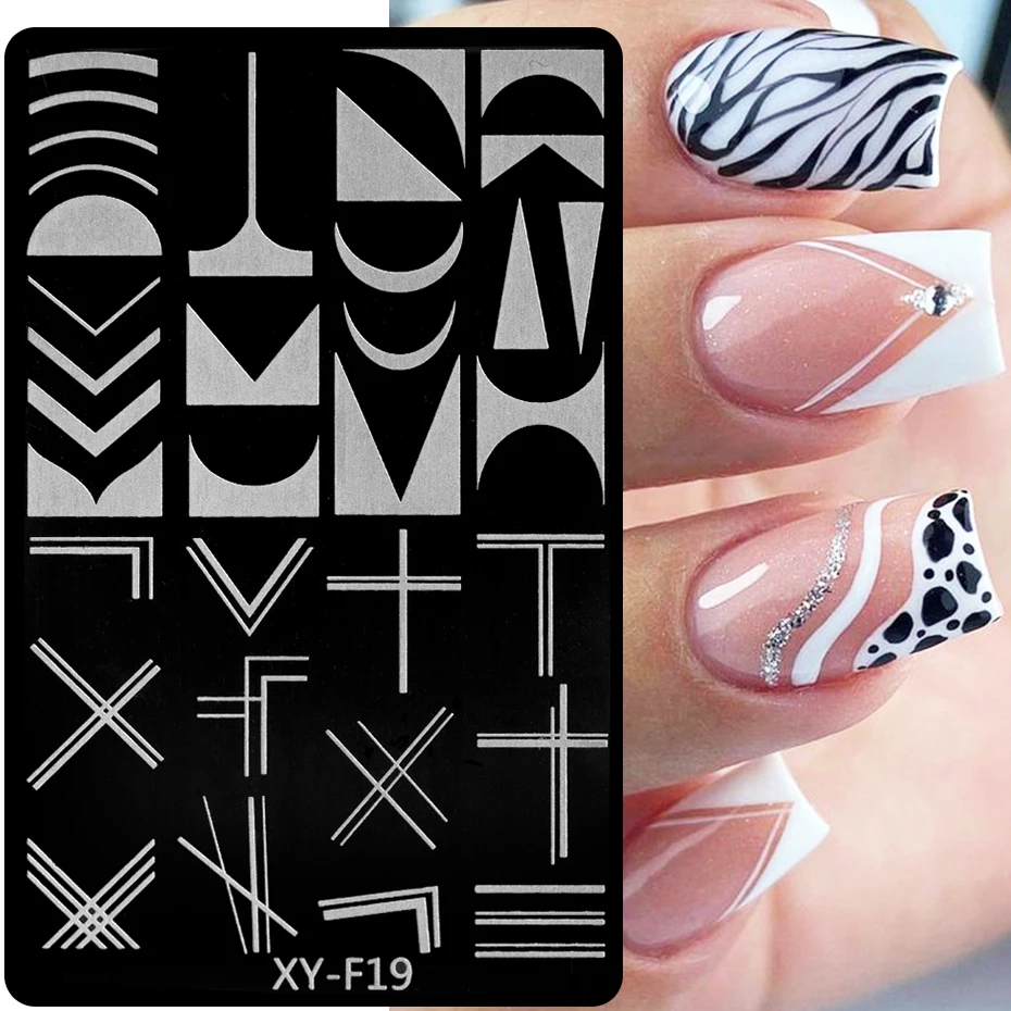 Stern-Nagelkunst-Vorlagen, Stempelplatte, französische Linie, grüne Blätter, Geometrie, Nagelstempel-Vorlagen, Schmetterling, Blumendruck-Schablonen – Detail 4