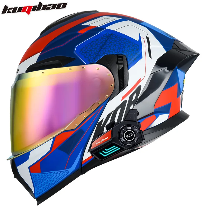 thumbnail image 1 of Casco integral con Bluetooth para motocicleta, doble lente, abatible hacia arriba, intercomunicador, aprobado por DOT, para carreras de motos y motocross, 1 of 5