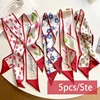 5pcs/set Series Silk Satin Scarf Women Cloth Hair Bands Headdress Accessories Lady Scarves Ribbon Neck Ties for Bag Handle 1