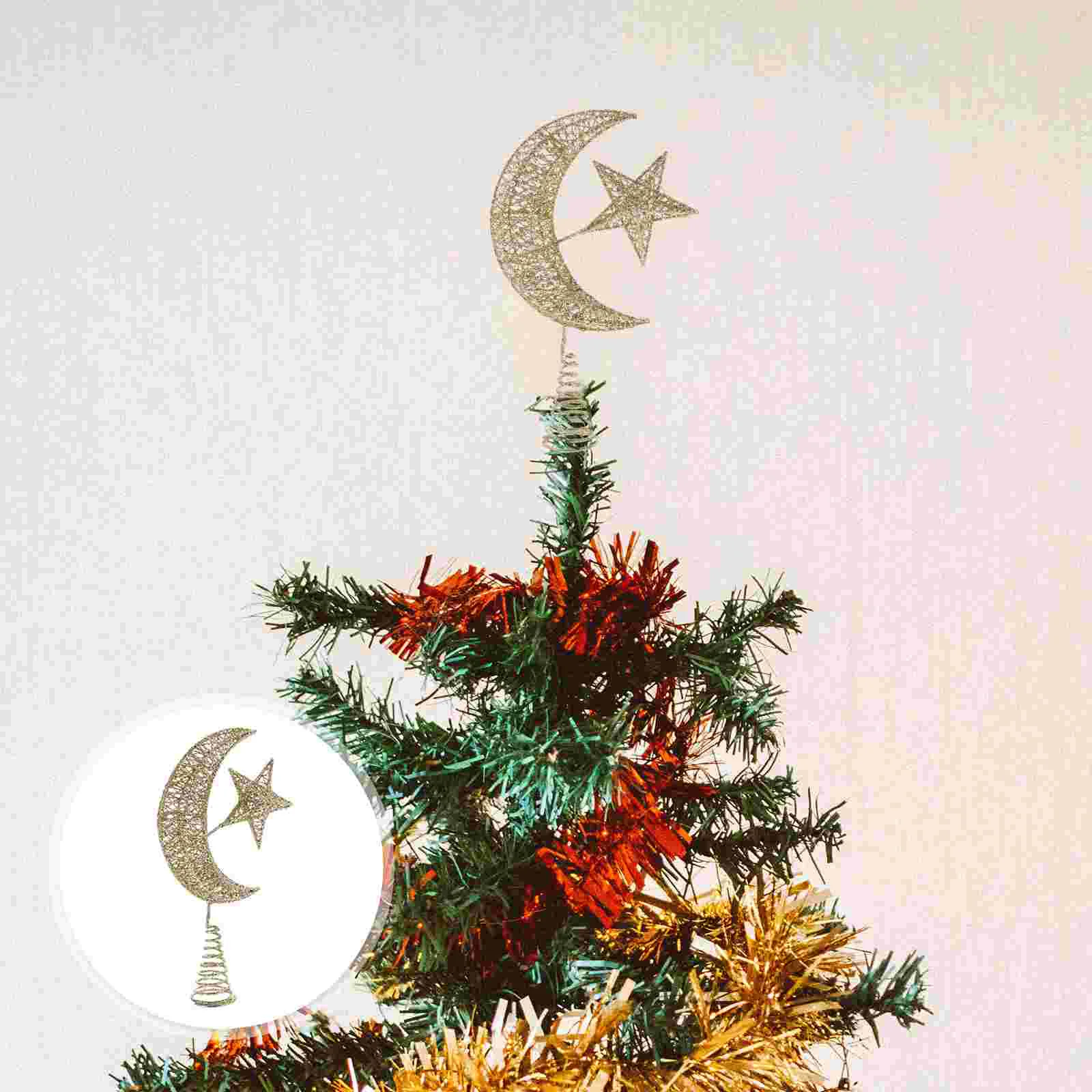 

Christmas Tree Top Star Party Topper Bathroom Decorations Festival Ornament Three-dimensional Moon