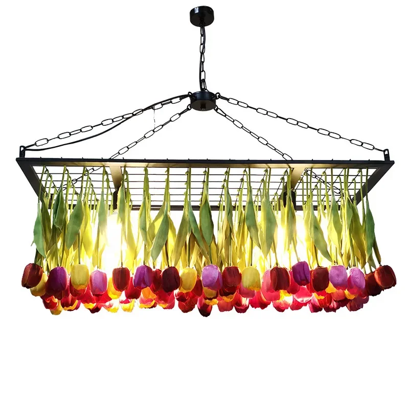 Plant pendant light Creative and personalized floral pendant light Industrial style restaurant green plant lights