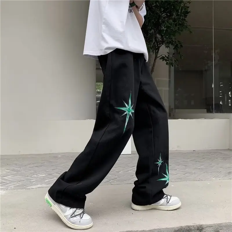 2023 Y2K Fashion Star Embroidery Plaid Stacked Jeans Pants For Men Clothing  Straight Women Hip Hop Denim Trousers Pantalon Homme - AliExpress